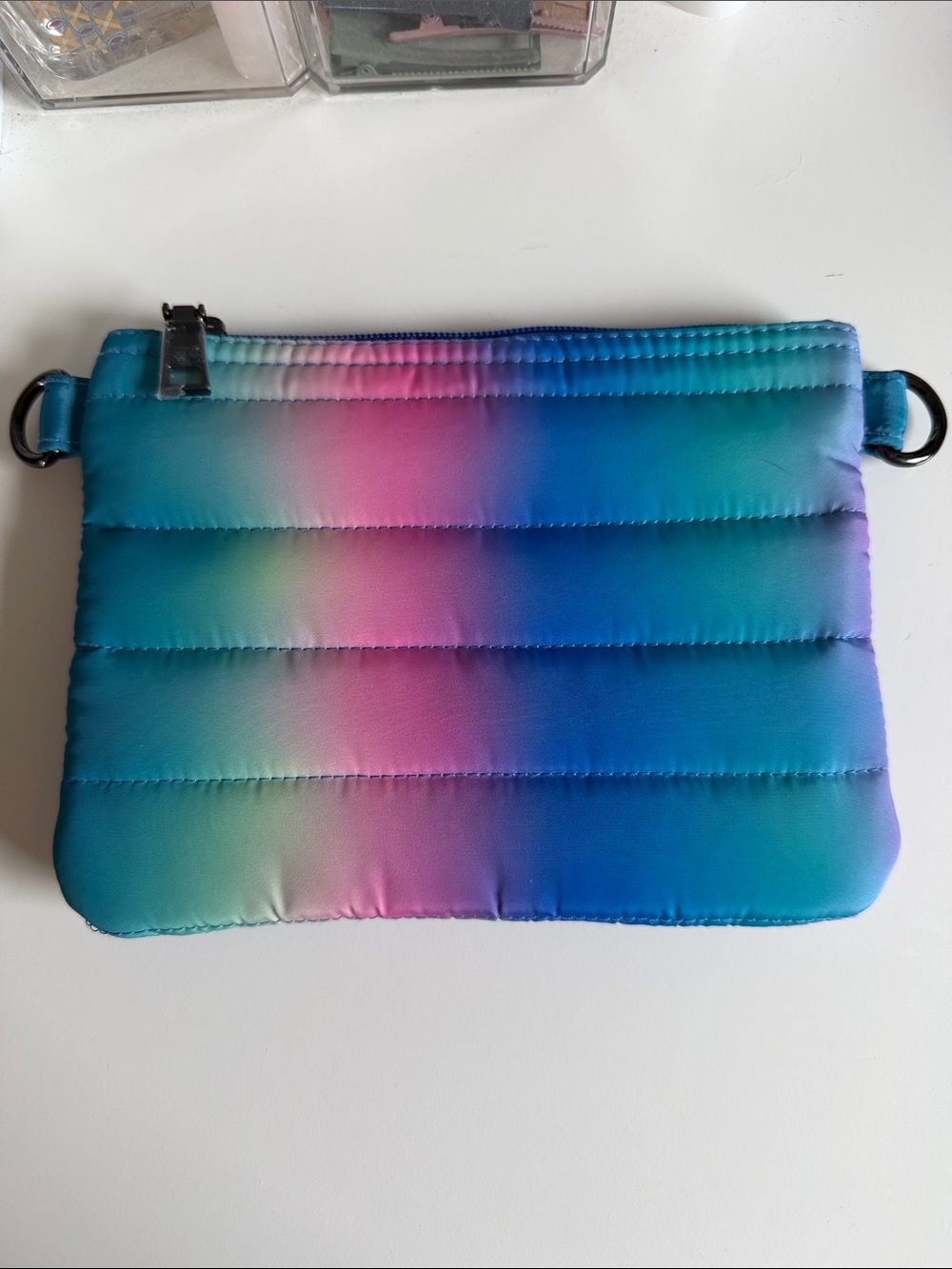 THINK ROYLN Quilted Gradient Wristlet Clutch in Blue, Teal & Pink